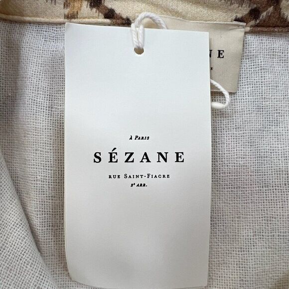 Sezane NWT Zoea Printed Floral Cotton Long Sleeve Button-Down Dress Sz 46 US 14 - Picture 9 of 13